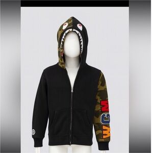 Kids Black and Camouflage Shark Hoodie